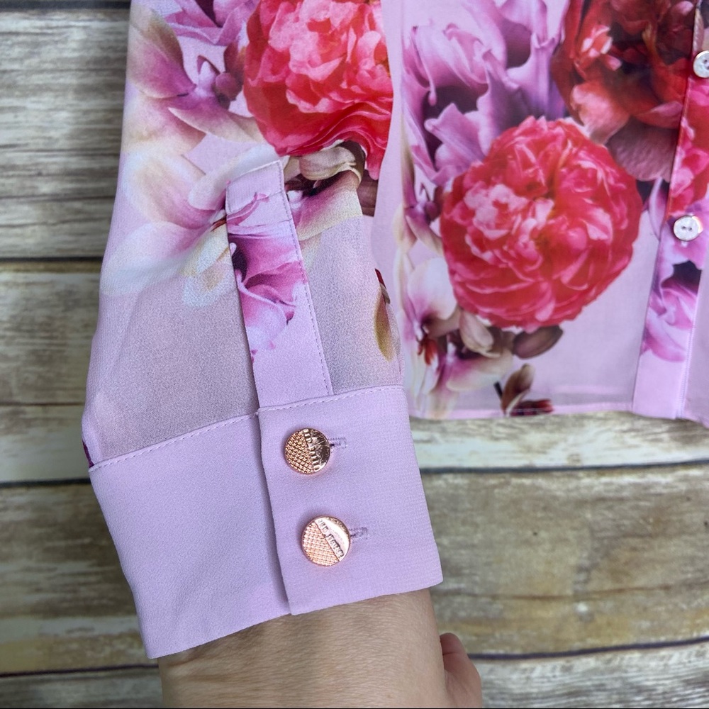 Ted Baker Floral Print Button-Down Blouse - Pink - Picture 5 of 9